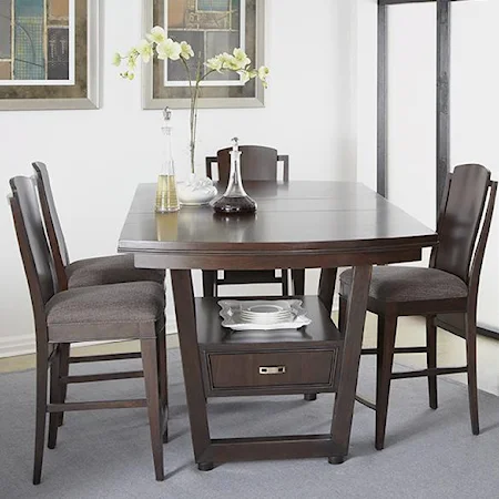 5 Piece Counter Height Dining Table Set and Stools